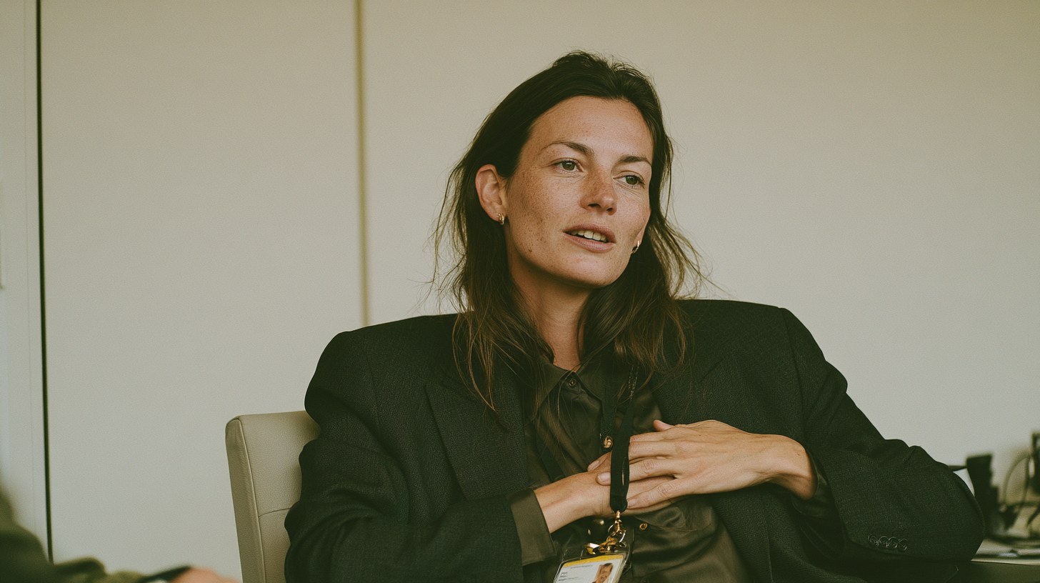 Inge, owner of Vermeulen Transport, in conversation at the office